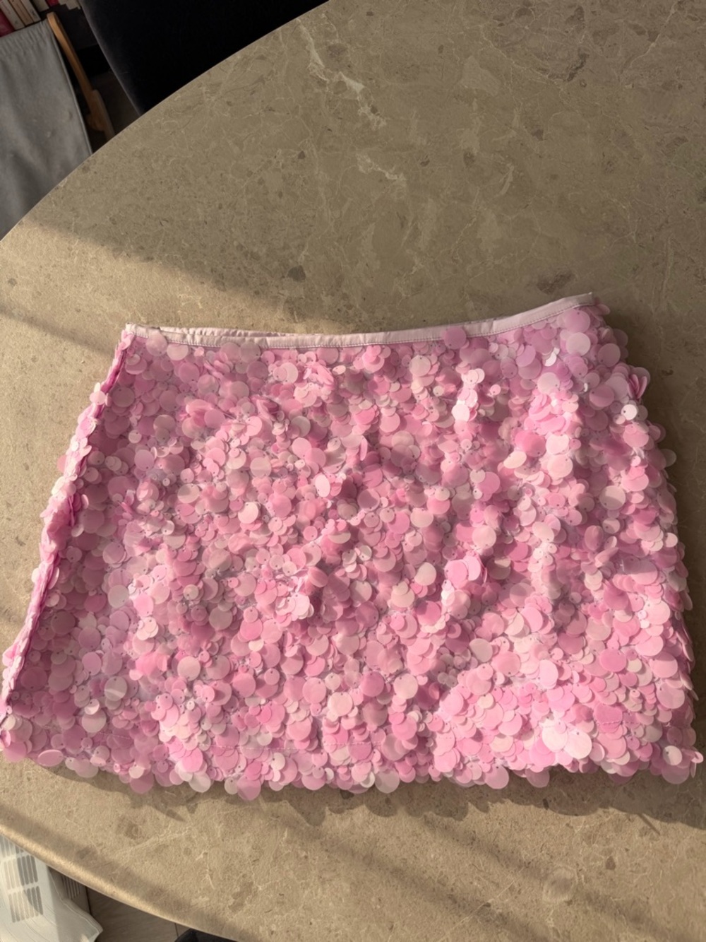 Zara Pink Sequin-Embellished Mini Skirt
